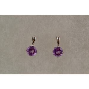 Sterling Silver Amethyst Earrings Drop Dangle Round Cut Made in China 925
